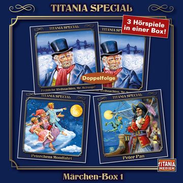 Titania Special, Märchenklassiker, Box 1: Fröhliche Weihnachten, Mr. Scrooge!, Peterchensmondfahrt, Peter Pan audiobook, Charles Dickens, Gerdt von Bassewitz, James M. Barrie